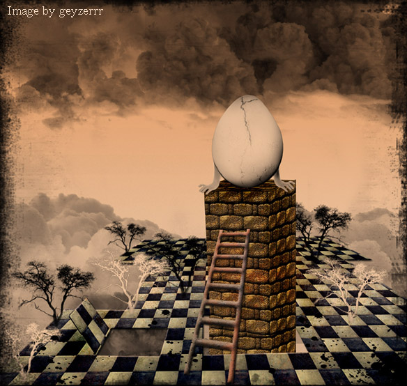 humpty-dumpty-wall-image A mosaic of a man with a beard and a cross.