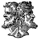 janus heads A mosaic of a man with a beard and a cross.